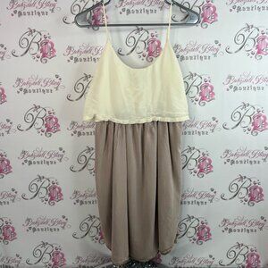 Monk & Lou dress 100% Silk  Dress 2 tone cream beige tank style luxe